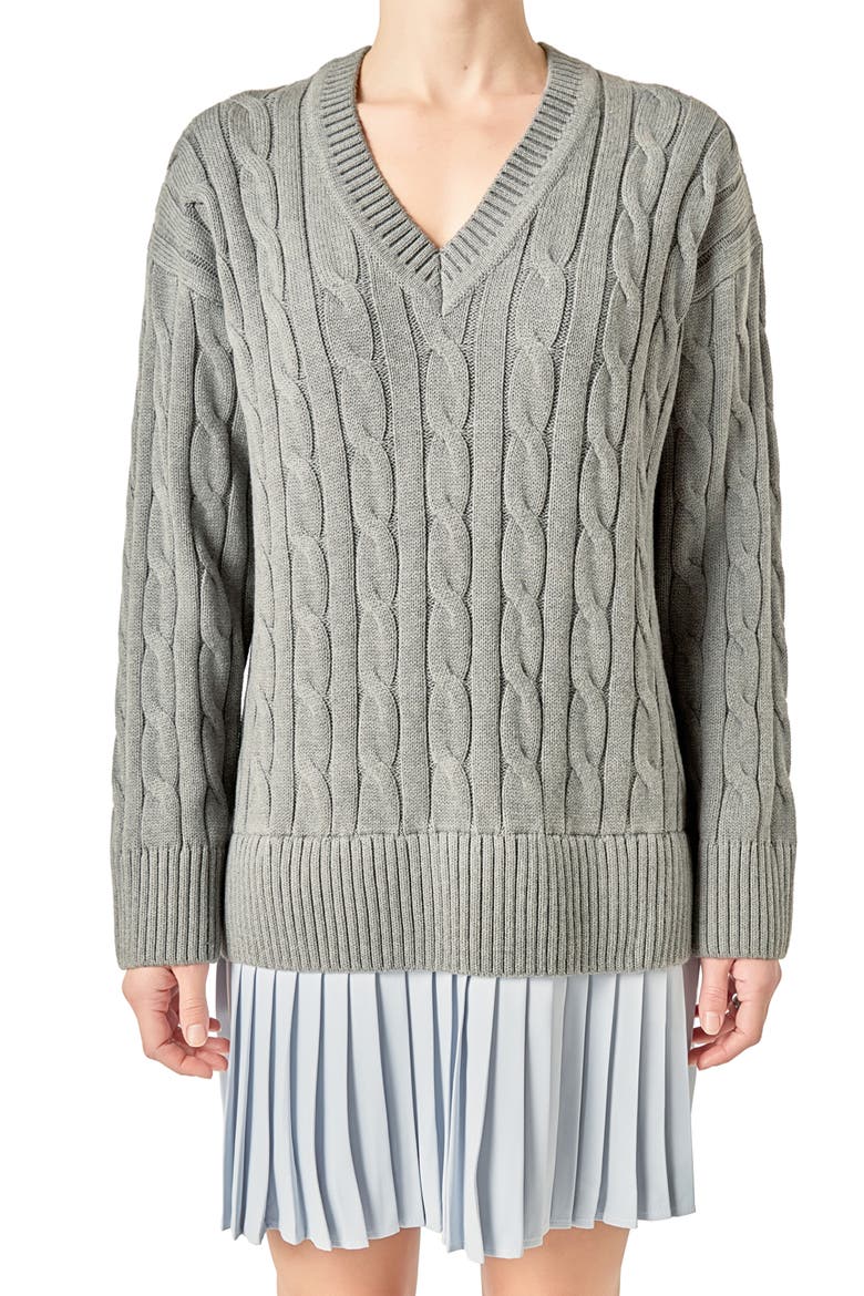 Long Sleeve Pleated Mixed Media Sweater Dress, Alternate, color, GREY/ POWDER BLUE