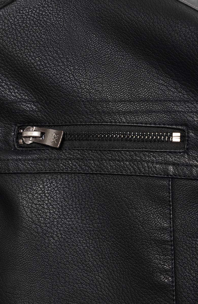 XRAY Kids' Hooded Faux Shearling Lined Faux Leather Moto Jacket, Alternate, color, Black/Charcoal