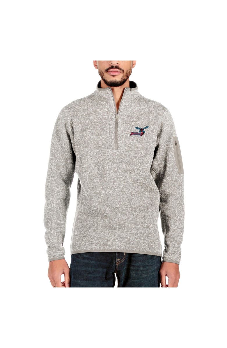 ANTIGUA Men's Antigua Oatmeal Delaware State Hornets Fortune Quarter-Zip Pullover Jacket, Alternate, color,