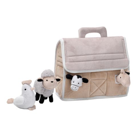 Baby Farm Plush Barn with 4 Stuffed Animals Toy