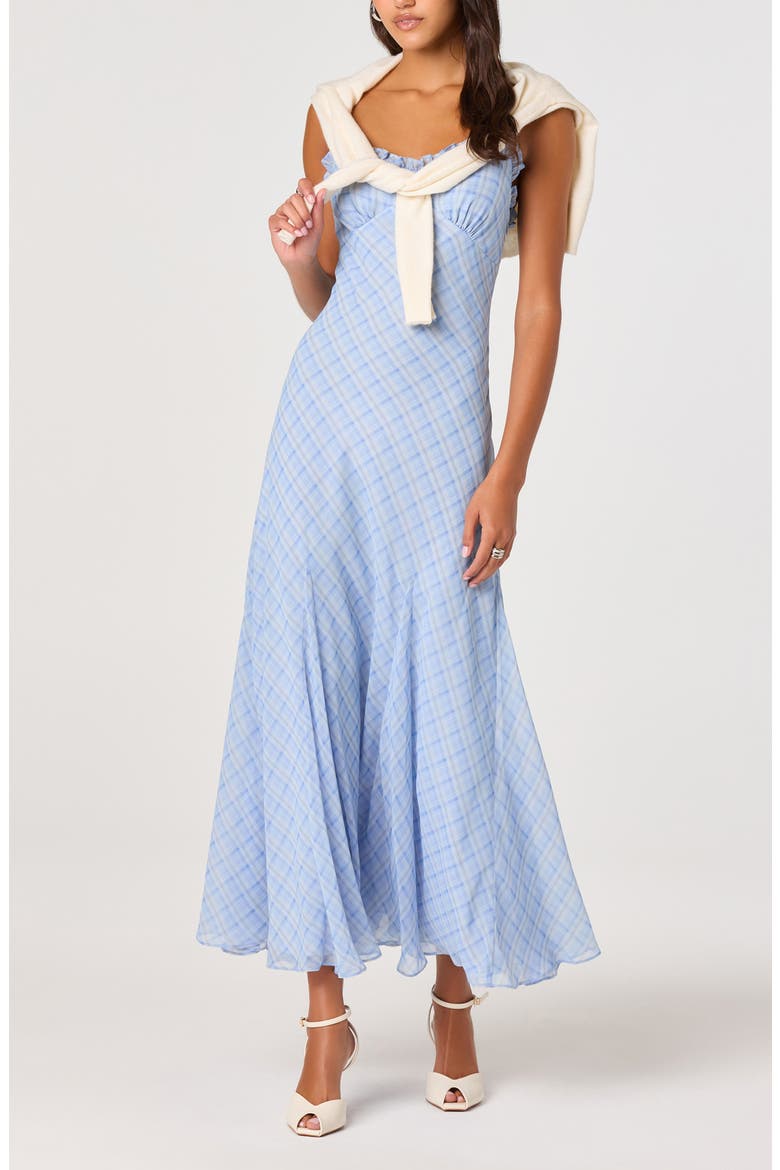 Maeryn Sweetheart Neck Dress, Main, color, BLUE PLAID
