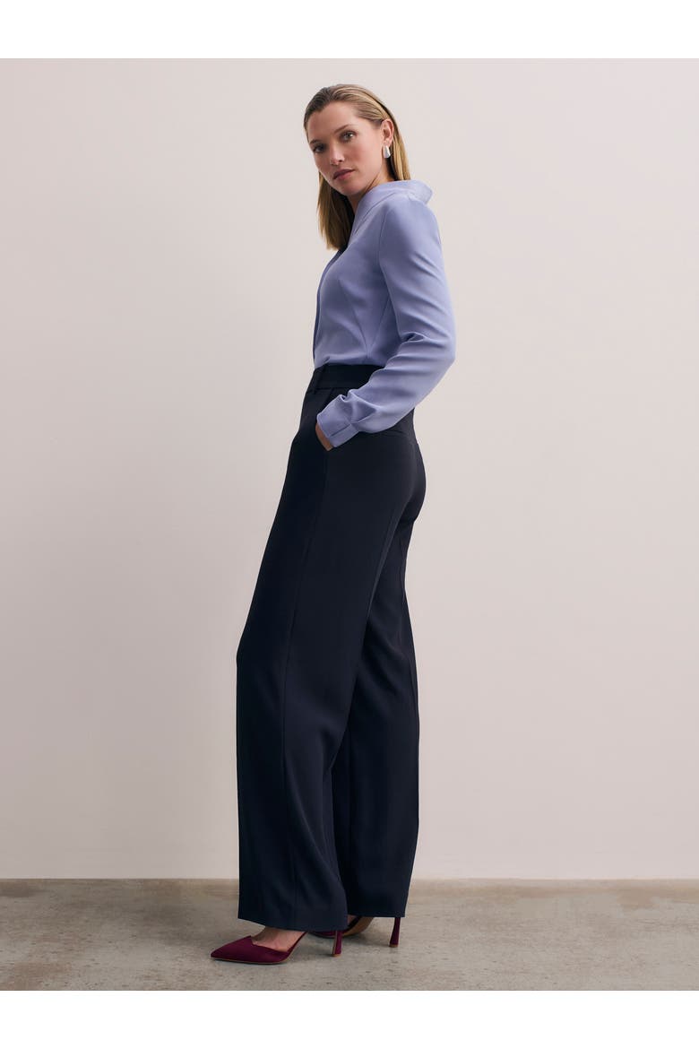 Adelaide Clever Crepe Wide Leg Trousers, Alternate, color, Navy