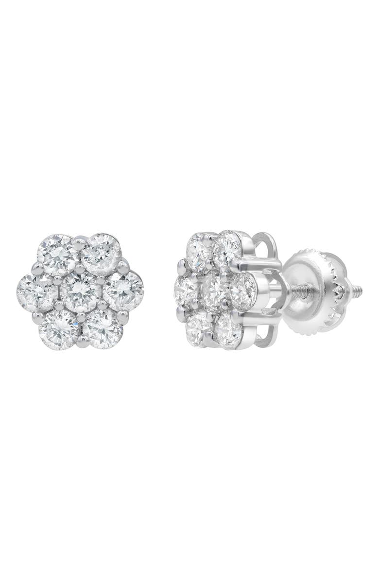 LuvMyJewelry Lab Grown Diamond Floral Cluster Stud Earrings, Alternate, color, 14K White Gold