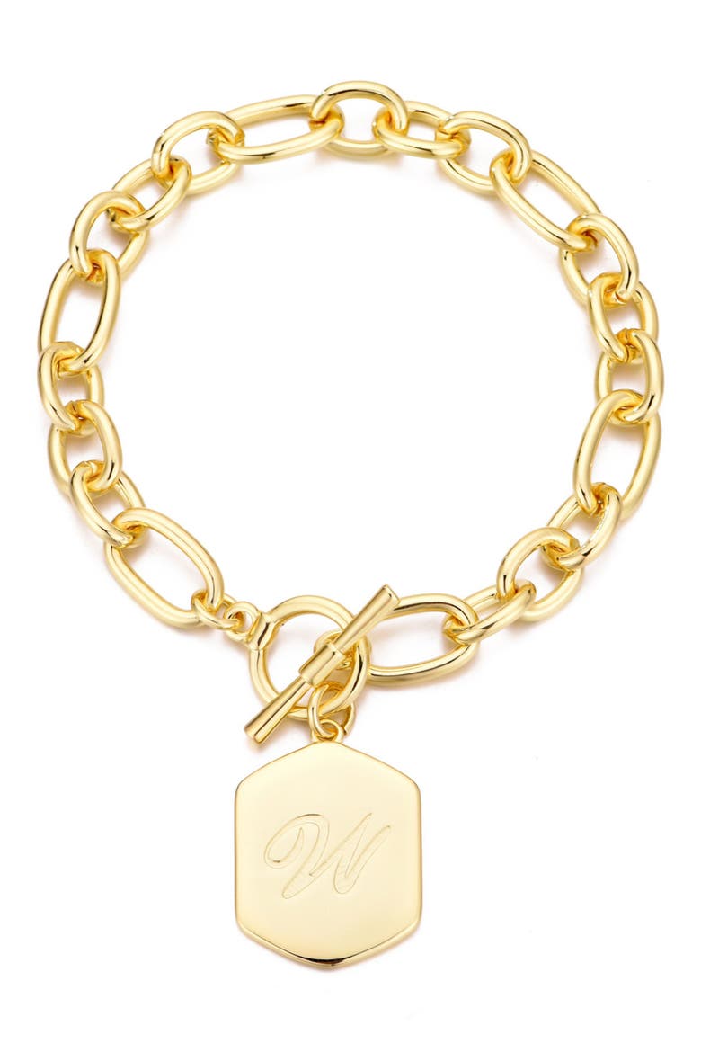 Monogram Initial Charm Chain Bracelet, Main, color, GOLD-W