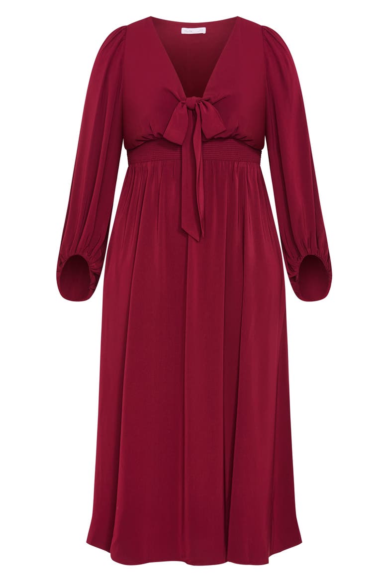 Ivanna Tie Neck Long Sleeve Maxi Dress, Alternate, color, DARK CHERRY