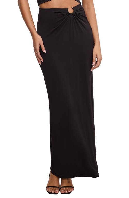 Shop Good American Ruched Jersey Maxi Skirt In Black001