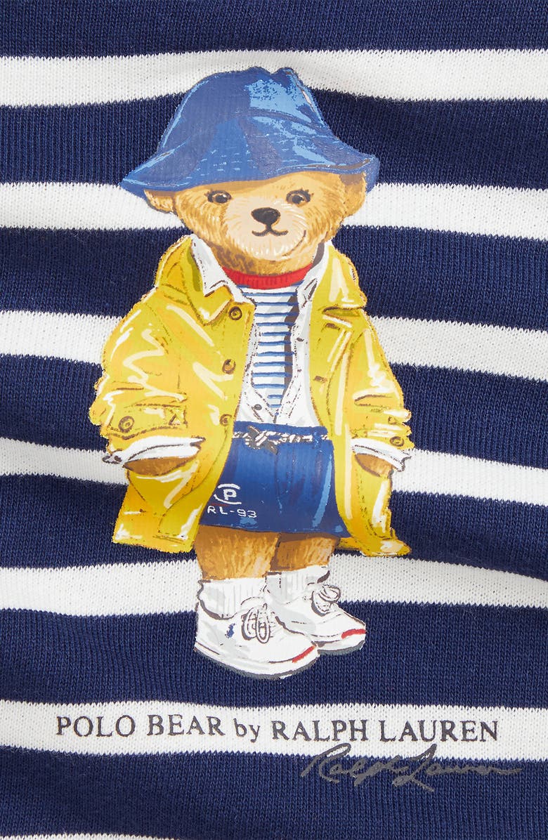 Ralph Lauren Polo Bear Stripe Long Sleeve Graphic Dress & Bloomers, Alternate, color, 