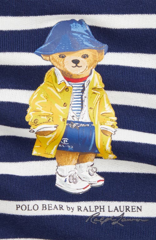 Polo Ralph Lauren Ralph Lauren Polo Bear Stripe Long Sleeve Graphic Dress & Bloomers In Newport Navy/paper White Strp