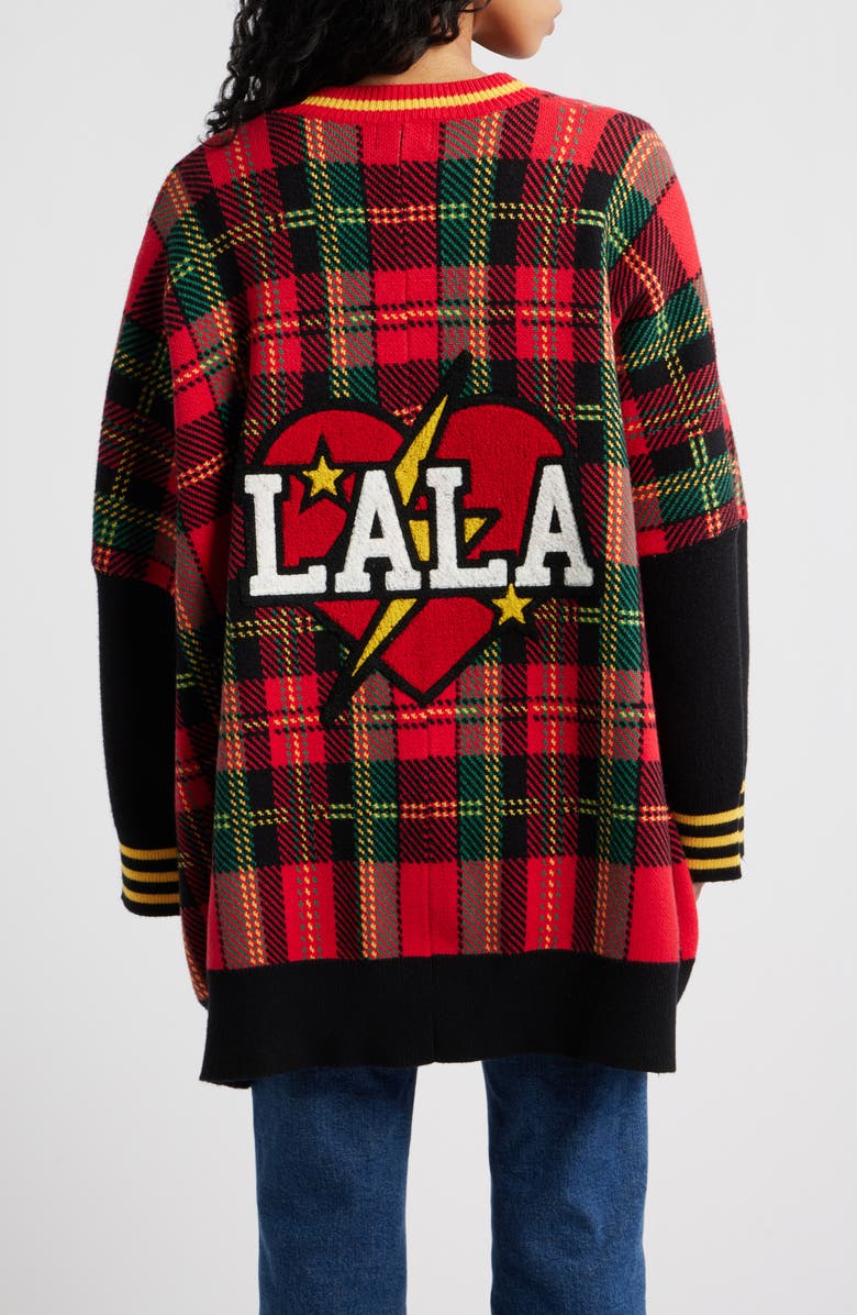 Dressed in Lala Do It Madly Plaid Cardigan, Alternate, color, Red Plaid
