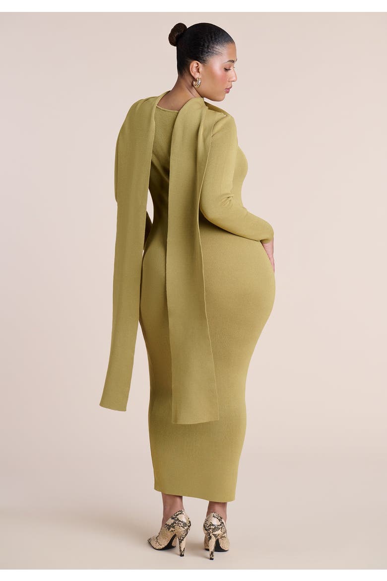 Wrap Scarf Detail Sweater Midi Dress, Alternate, color, RICH OLIVE