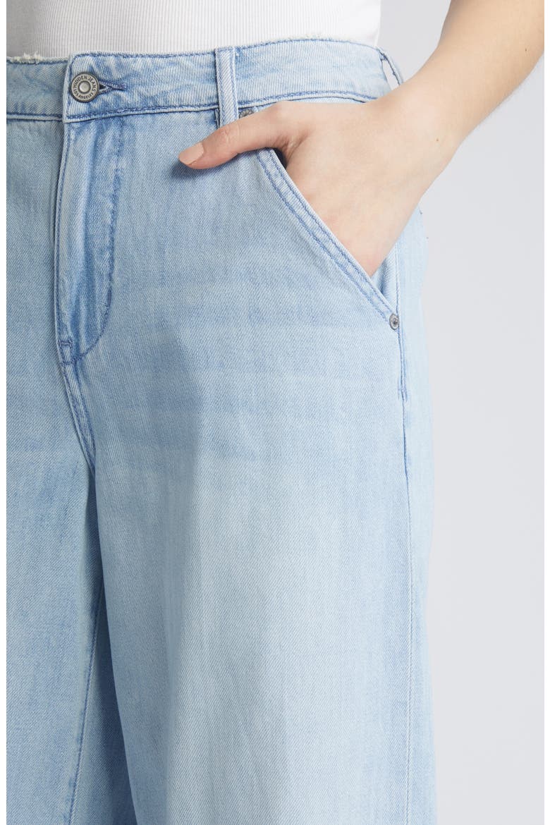 High Waist Raw Hem Wide Leg Jeans, Alternate, color, LIGHT WASH