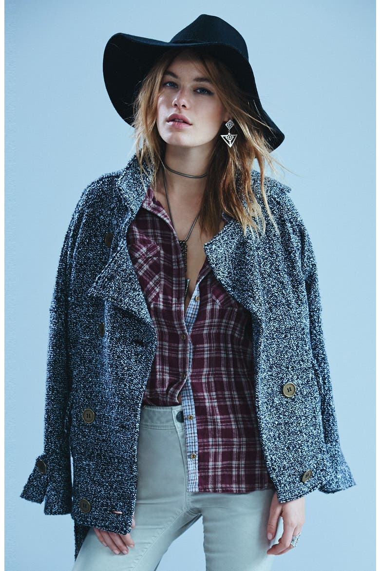 Oversize Knit Jacket, Alternate, color, BLACK COMBO