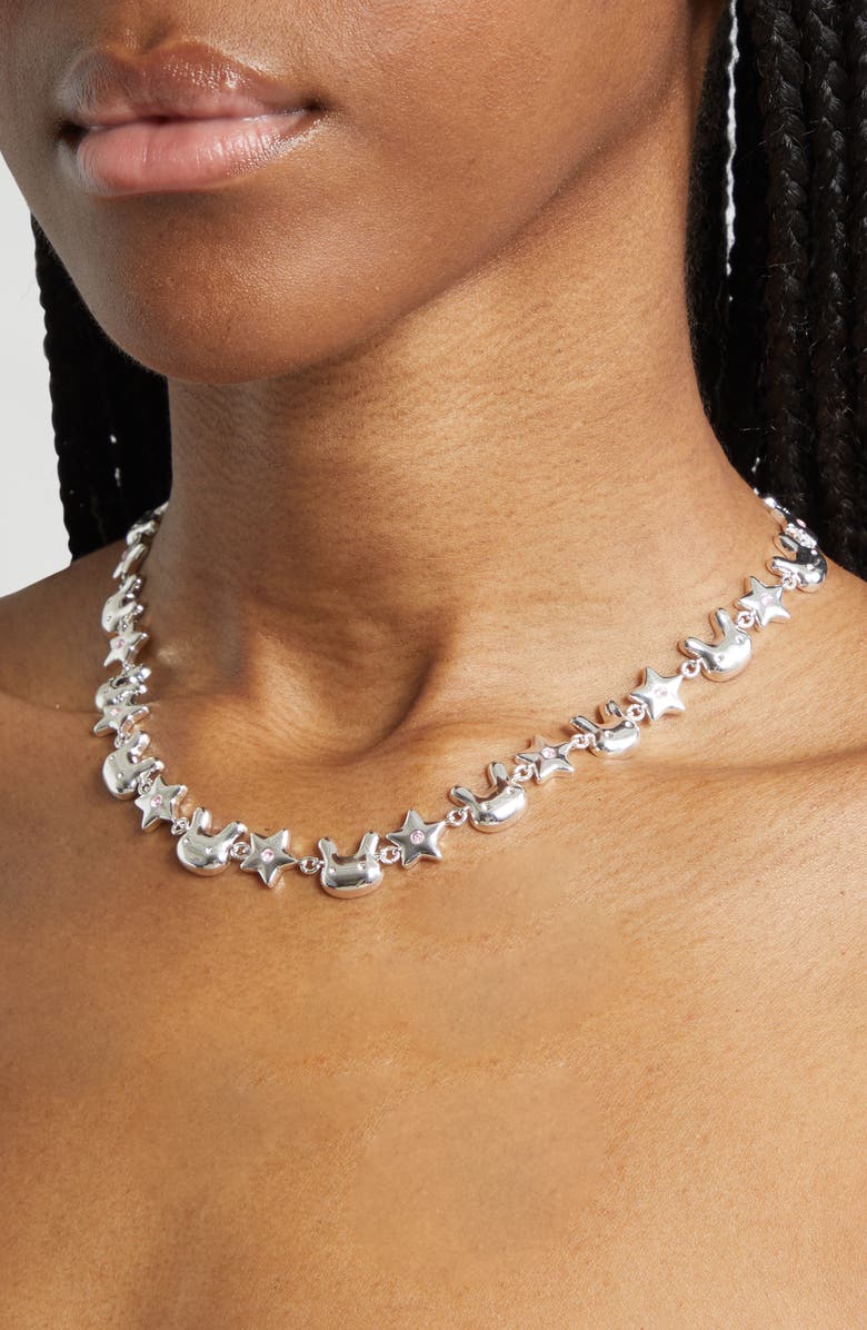 Sandy Liang Terminator Bunny & Star Necklace, Alternate, color, Silver