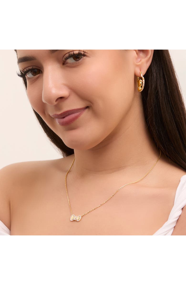 Hello Kitty Sapphire Heart Hoop Earrings, Alternate, color, Gold/Pink