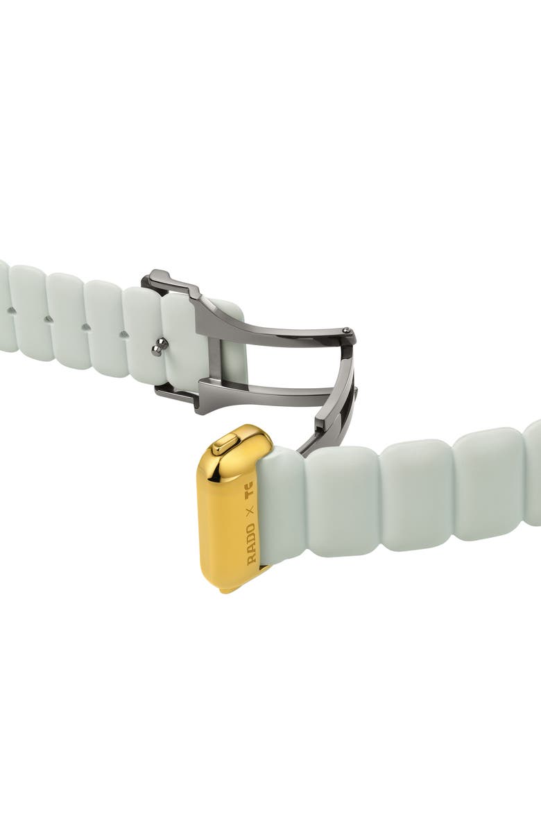 RADO DiaStar Original x Tej Chauhan Automatic Rubber Strap Watch, 38mm, Alternate, color, Gold