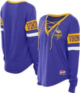New Era Women's New Era Purple Minnesota Vikings Throwback Lace-Up Long-Sleeve T-Shirt