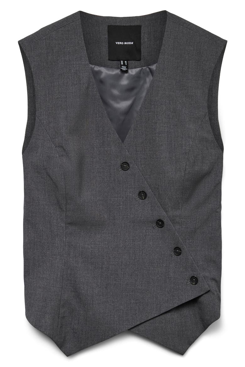Liba Asymmetric Button Waistcoat, Alternate, color, DARK GREY MELANGE