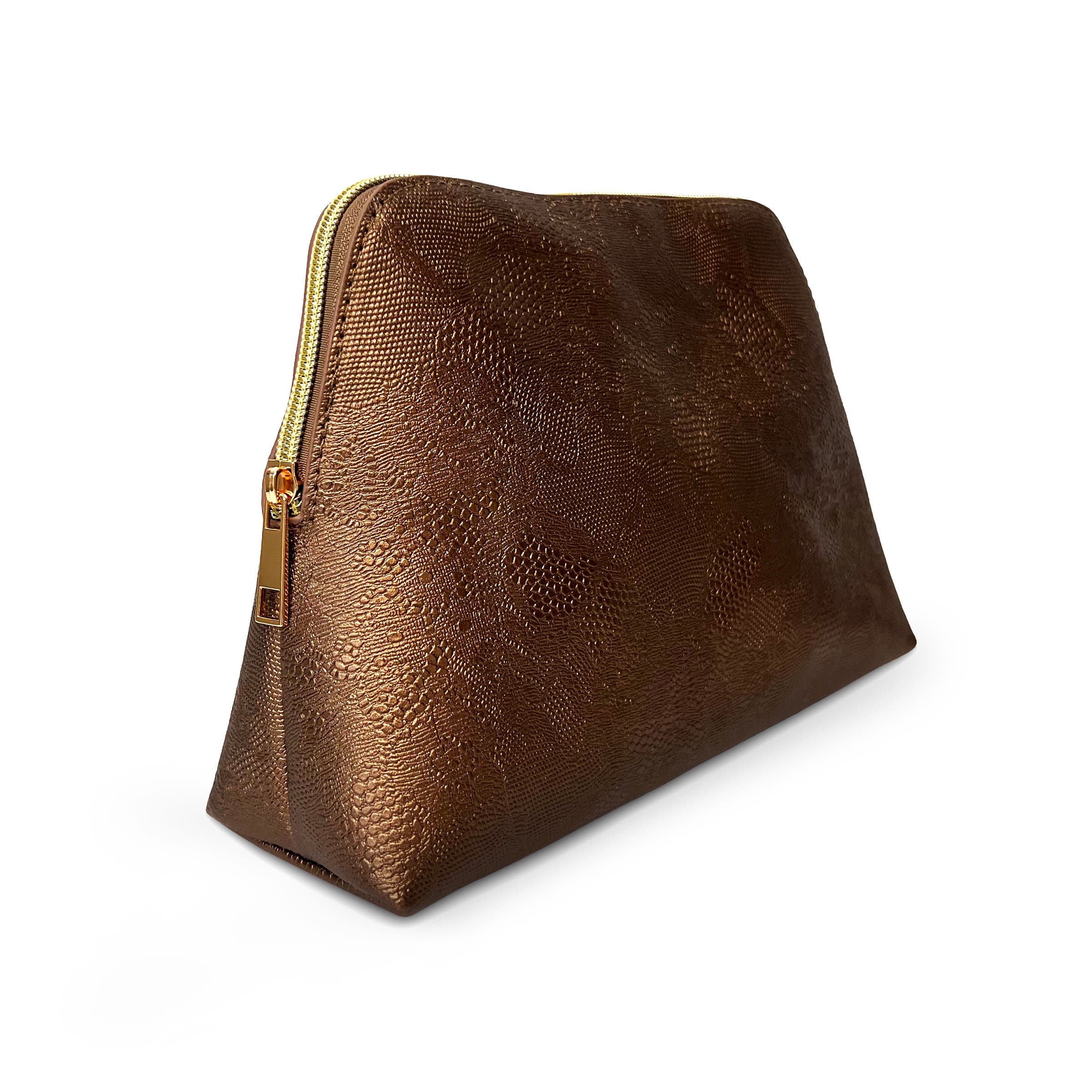 Youzey Metallic Ember Cosmetic Makeup Bag, Alternate, color, Brown