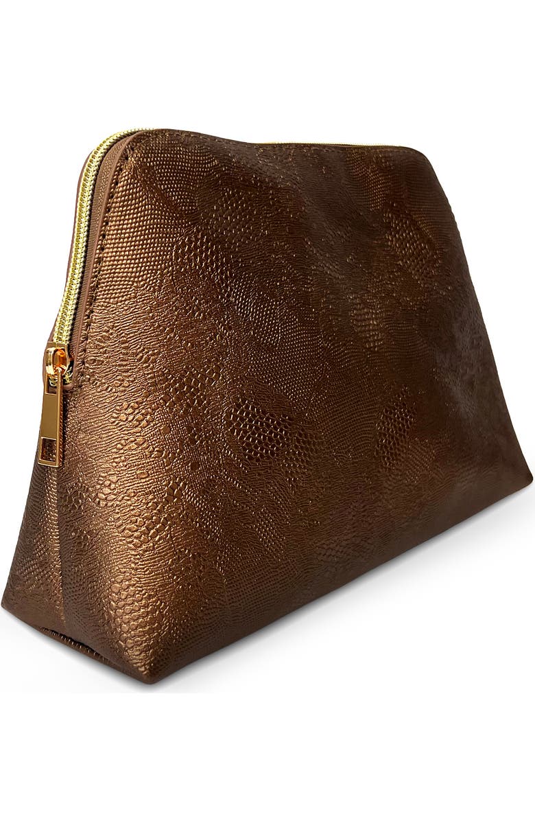 Youzey Metallic Ember Cosmetic Makeup Bag, Alternate, color, Brown