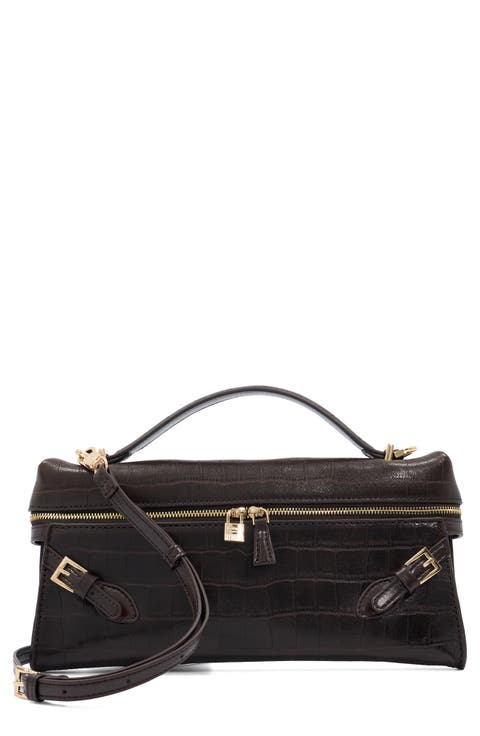 Declarations Croc Embossed Leather Shoulder Bag