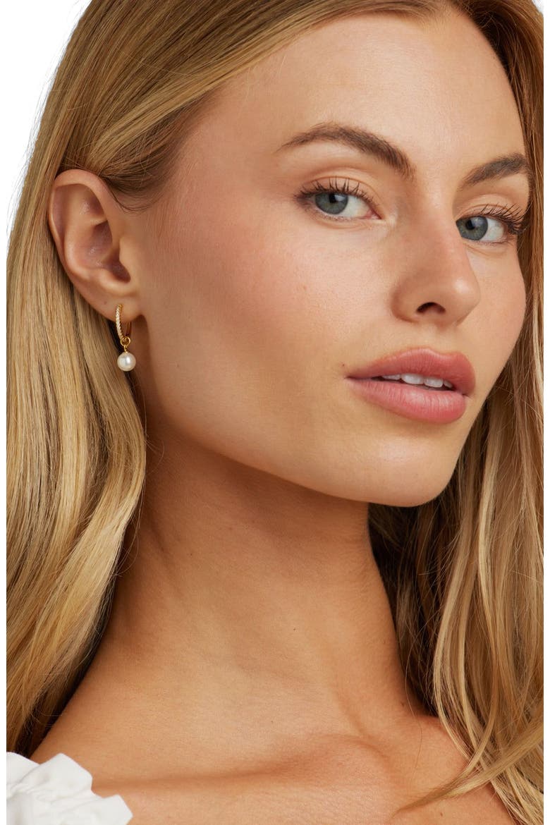 Perfectly Poised Pearl Hoops, Alternate, color, Gold