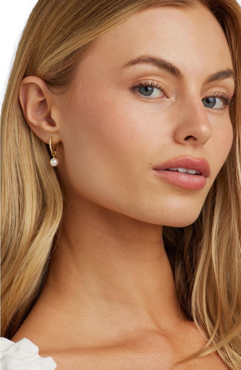 Untamed Petals Perfectly Poised Pearl Hoops, Alternate, color, Gold