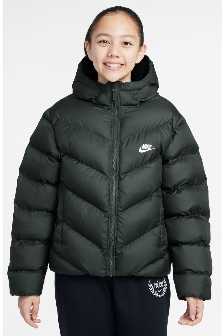 Kids' All Day Play Therma-FIT Loose Fit Puffer Jacket, Main, color, CAMO GREEN/ WHITE