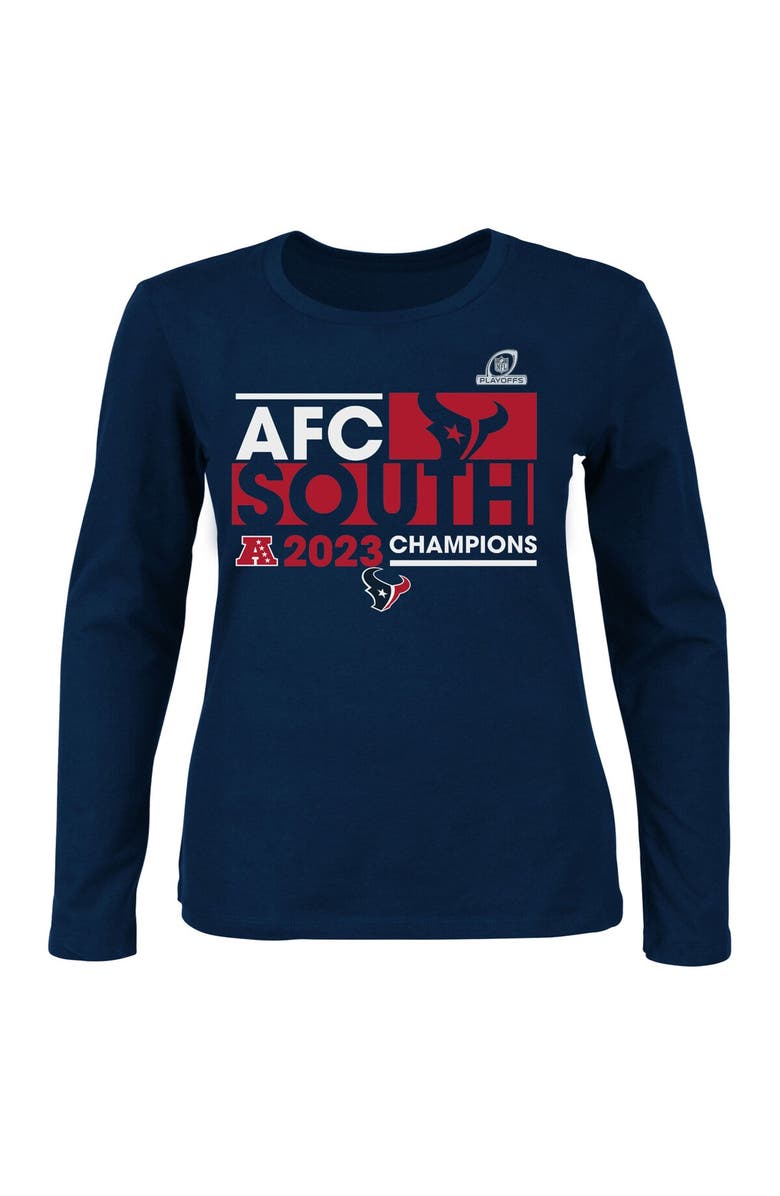 FANATICS Women's Fanatics Branded Navy Houston Texans 2023 AFC South Division Champions Plus Size Conquer Long Sleeve Scoop Neck T-Shirt, Main, color, 
