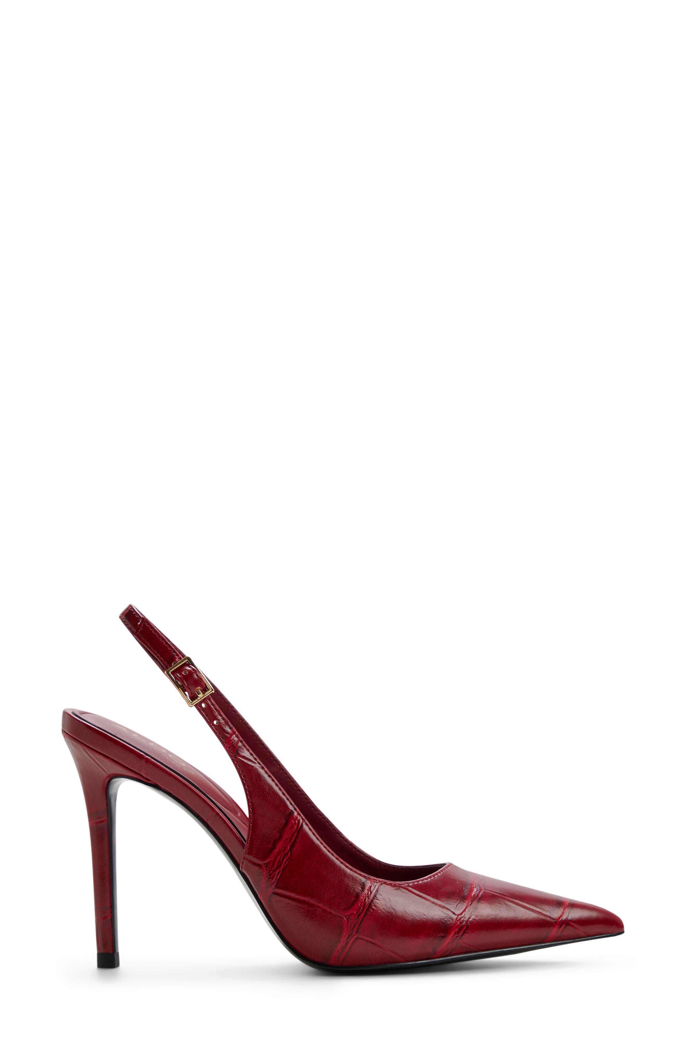 Stessysling 2.0 Croc Embossed Slingback Pump, Alternate, color, DARK RED