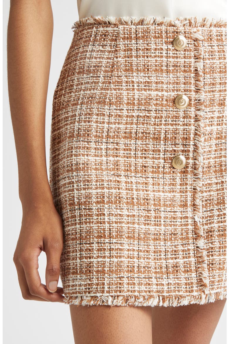 Larissa Odette Tweed Miniskirt, Alternate, color, NUTMEG