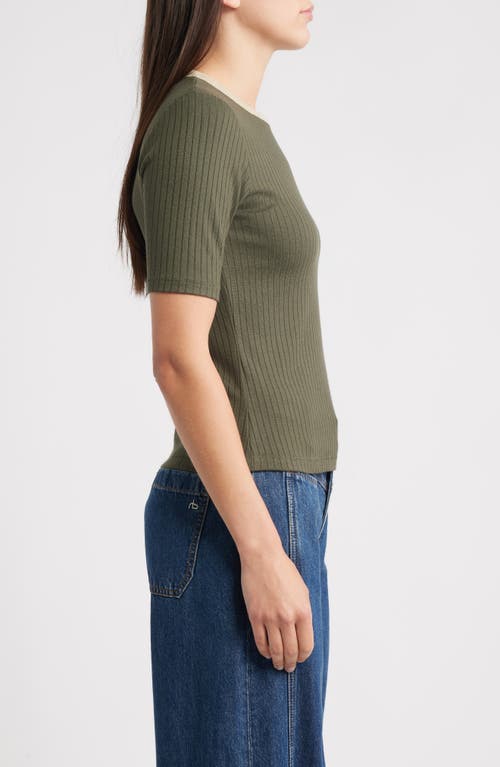 Rag & Bone The Knit Contrast Ringer Tee In Green