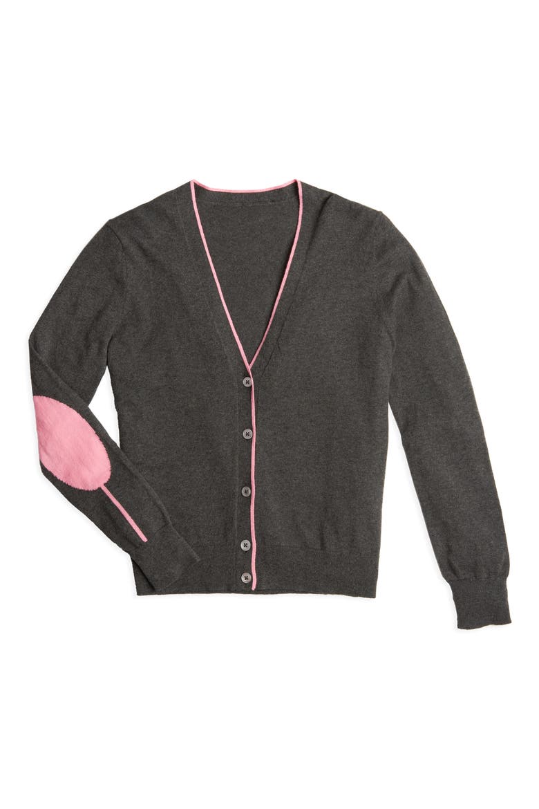 Elbow Detail Tipped Cardigan, Main, color, MED HEATHER