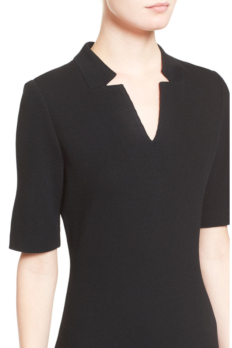 Elbow Sleeve Piqué Milano Knit Dress, Alternate, color, CAVIAR