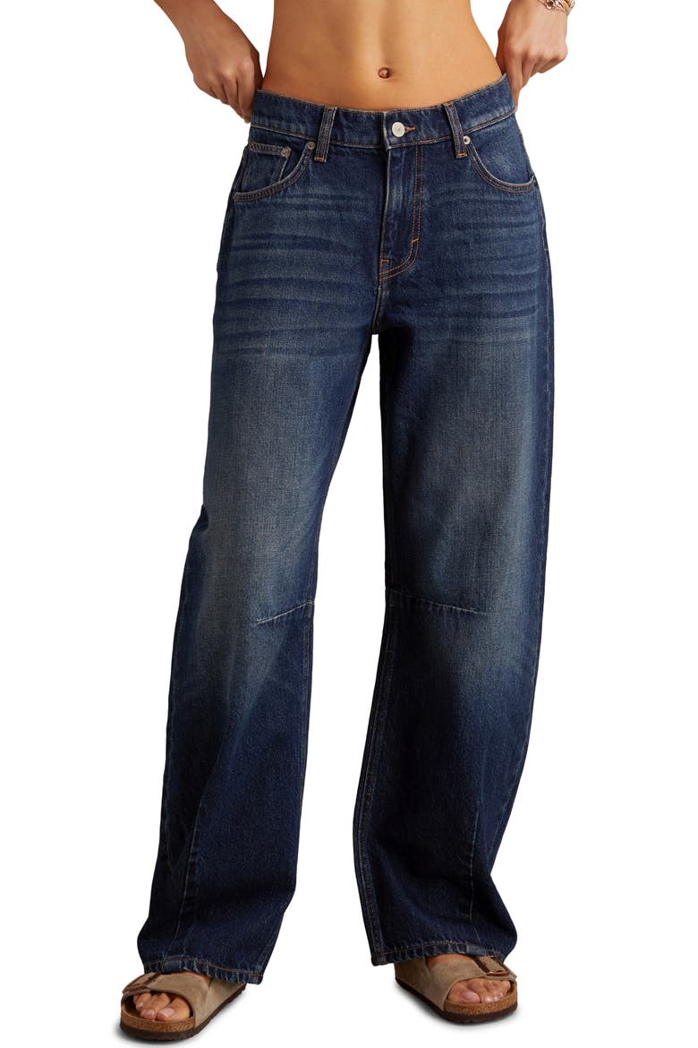 Low Rise Barrel Jeans, Main, color, OFF GRID WASH