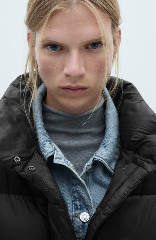 Mango Pocket Quilted Jacket Black In Black