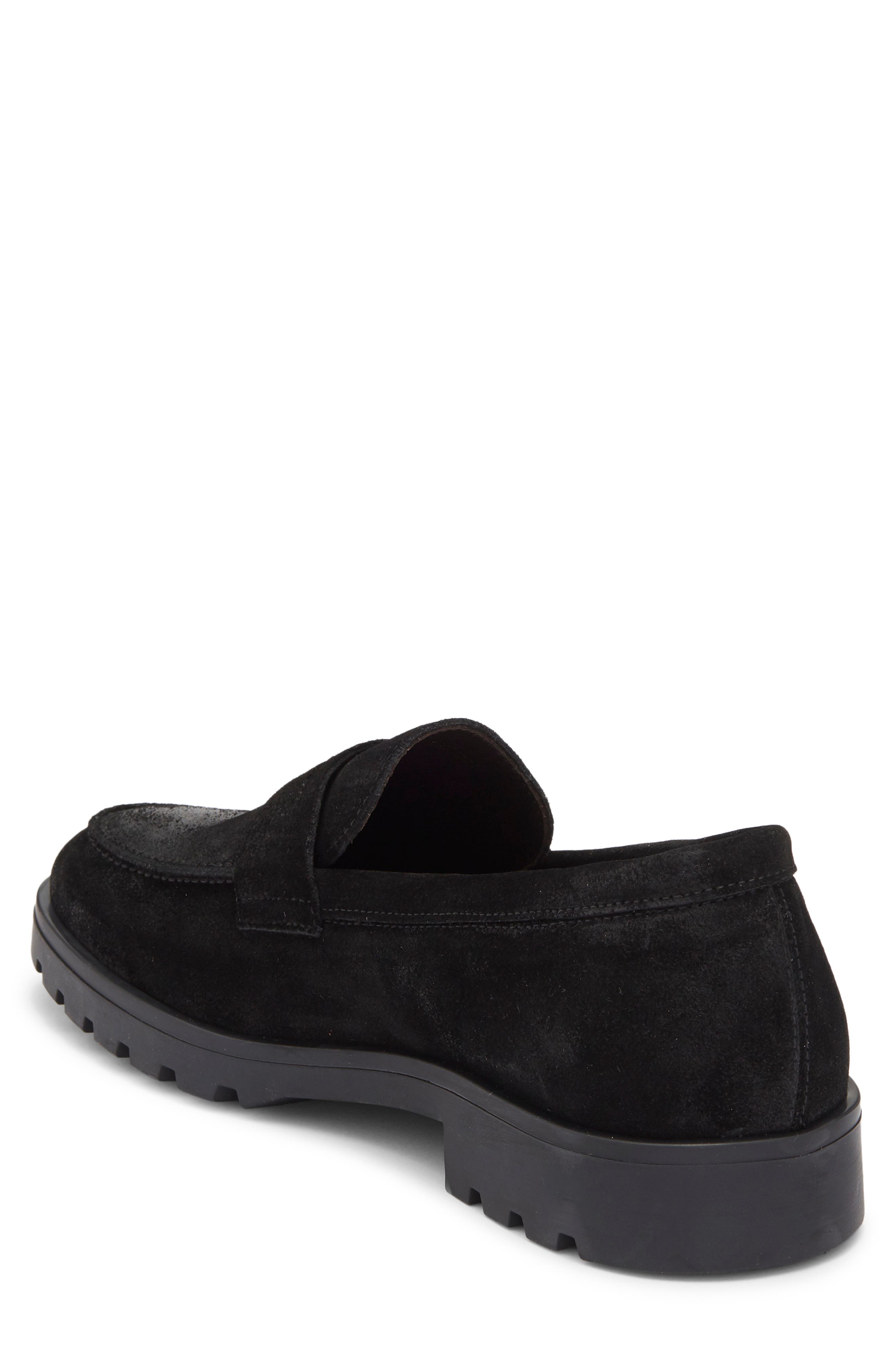 TO BOOT NEW YORK Orman Lug Sole Penny Loafer, Alternate, color, Waxed Suede Black