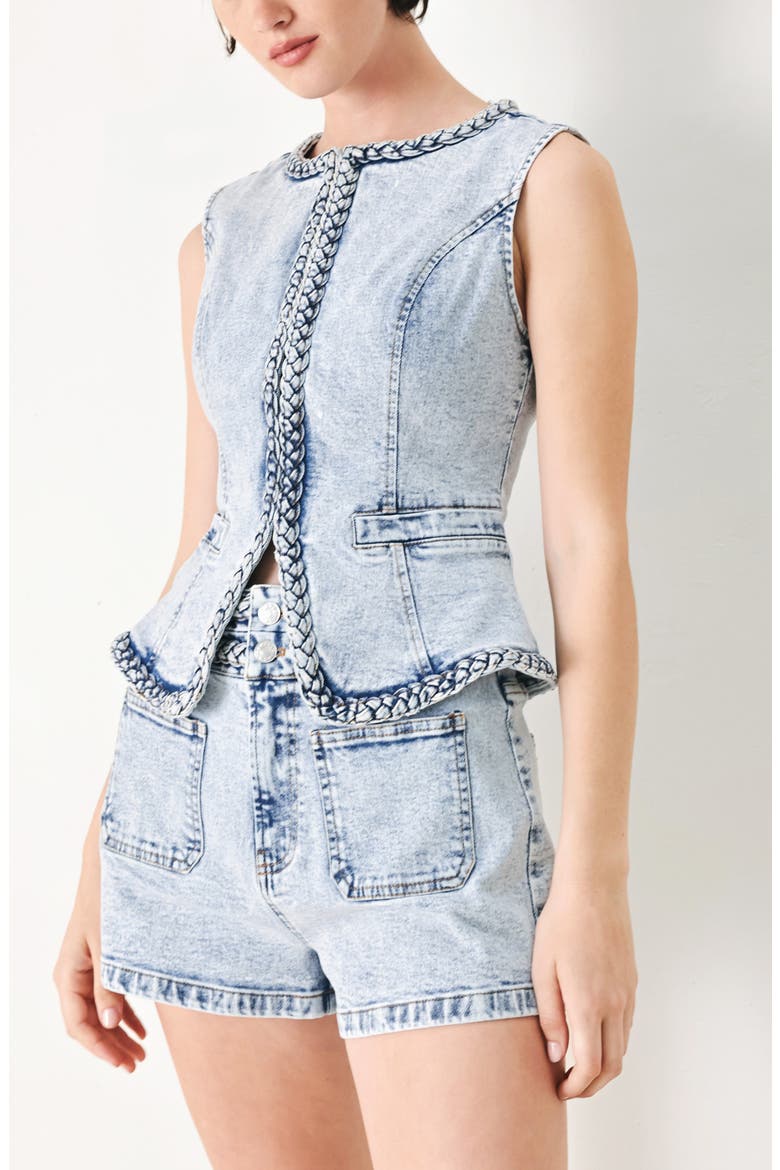 Washed Denim Vest, Alternate, color, ICE DENIM