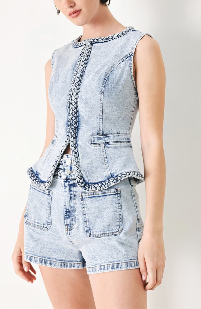 FREEMARKET Washed Denim Vest, Alternate, color, Ice Denim