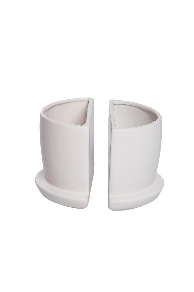 Dolomite Cream Planter Bookends Set of 2 White for Spring Garden Decor, Alternate, color, White
