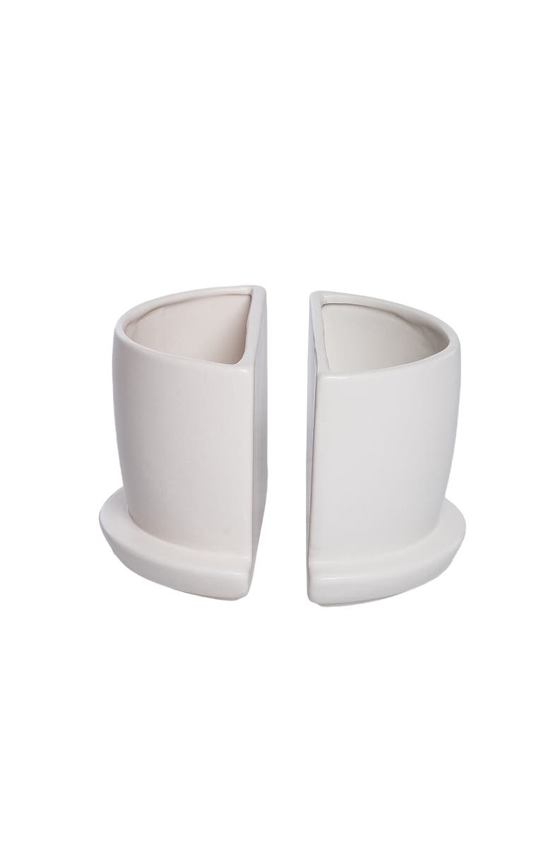 Transpac Dolomite Cream Planter Bookends Set of 2 White for Spring Garden Decor, Alternate, color, White