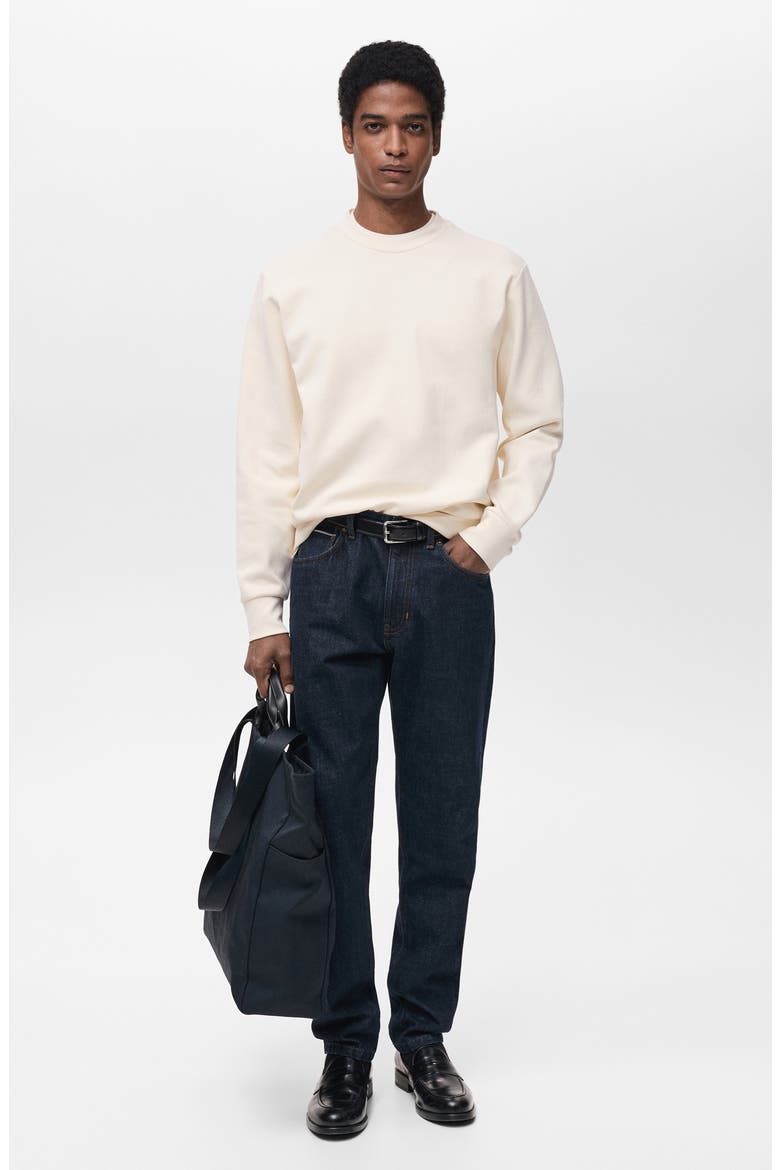 Regular Fit Cotton Blend Crewneck Sweatshirt, Alternate, color, OFF WHITE