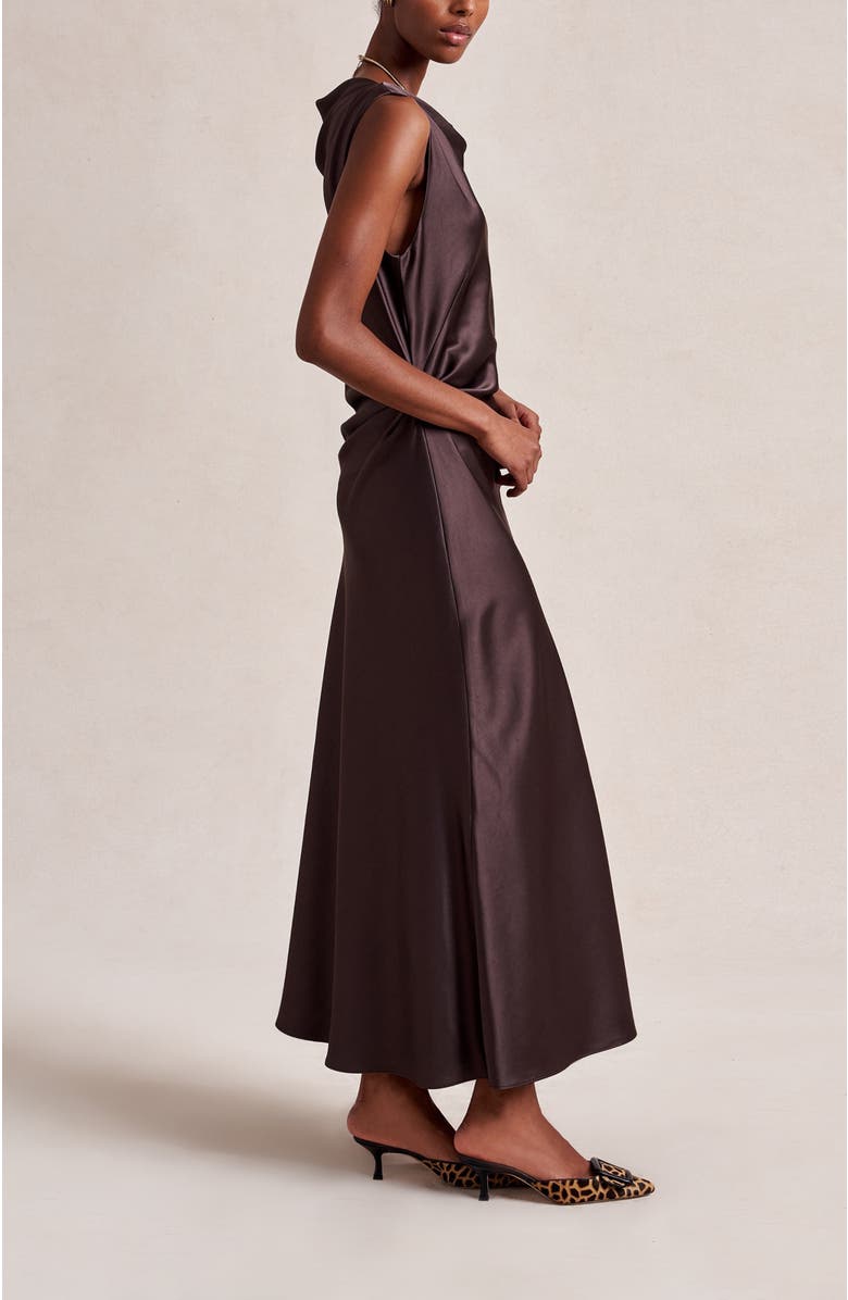 La Ligne Satin Moira Dress, Alternate, color, Chocolate