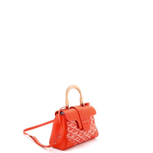Pre-owned Goyard Goyard Saigon Top Handle Bag Coated Canvas With Leather Mini In Orange