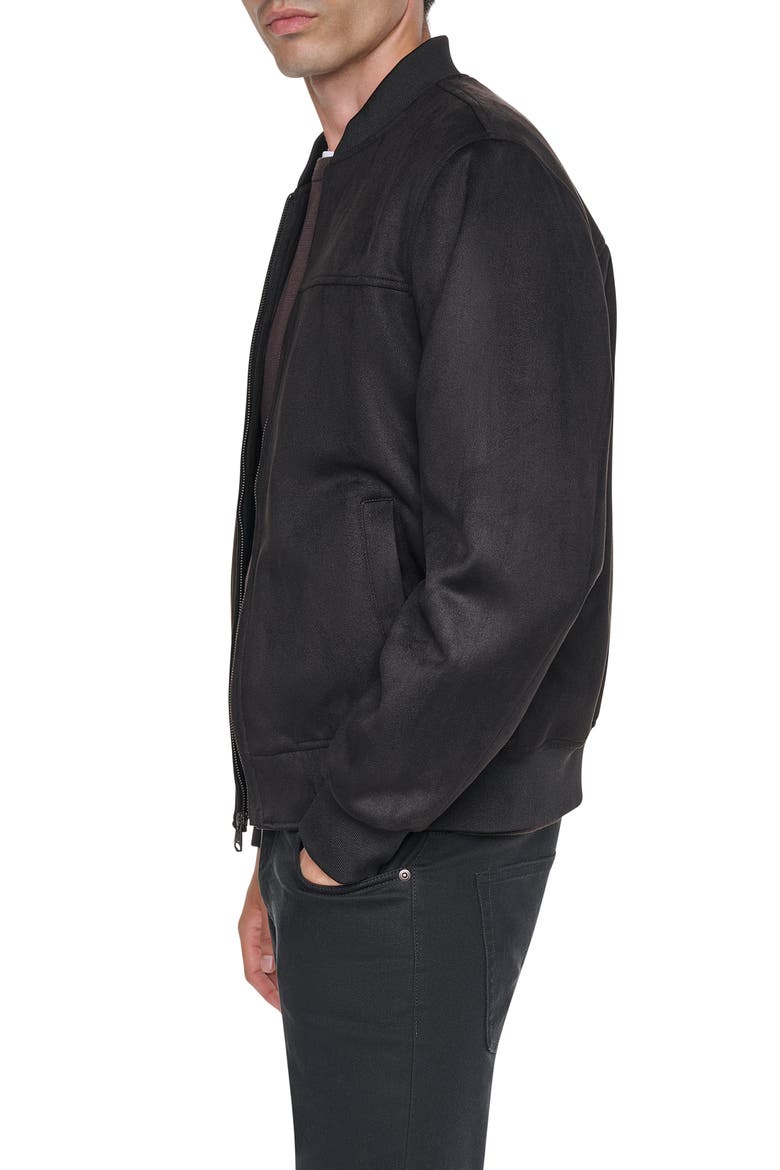 Faux Suede Bomber Jacket, Alternate, color, BLACK