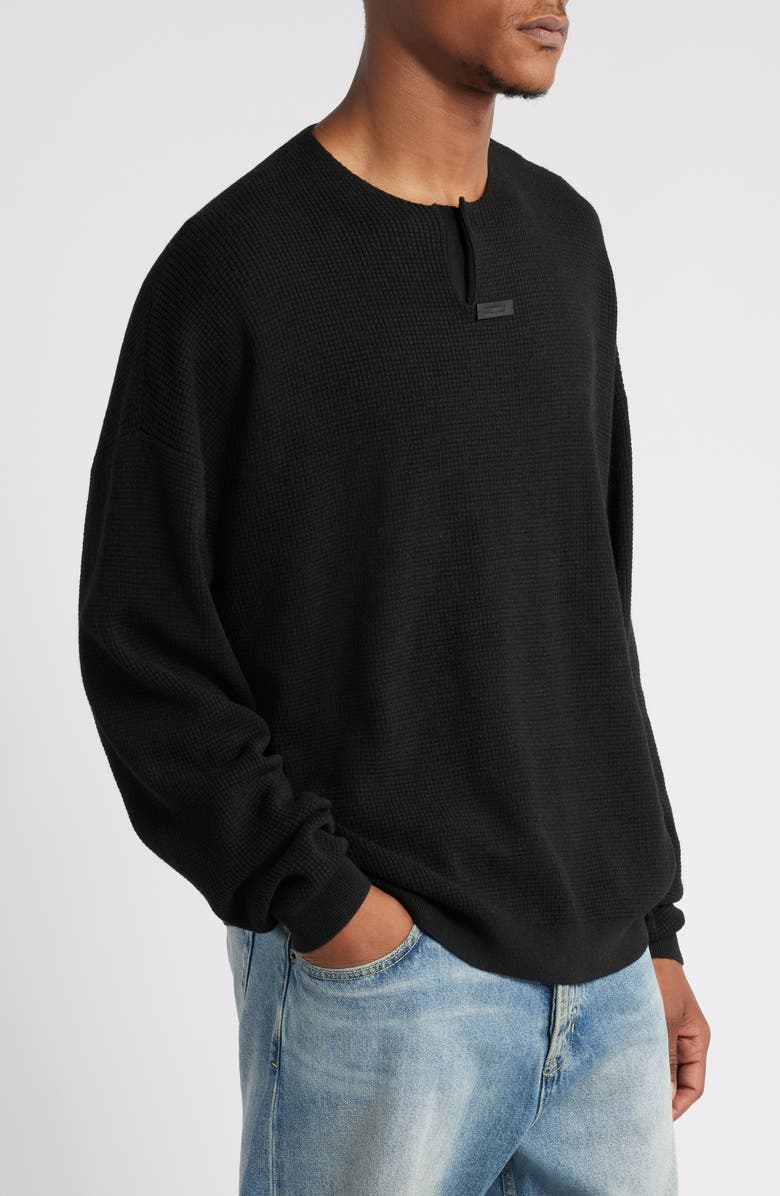 Fear of God Essentials Gender Inclusive Waffle Knit Henley Sweater, Alternate, color, 