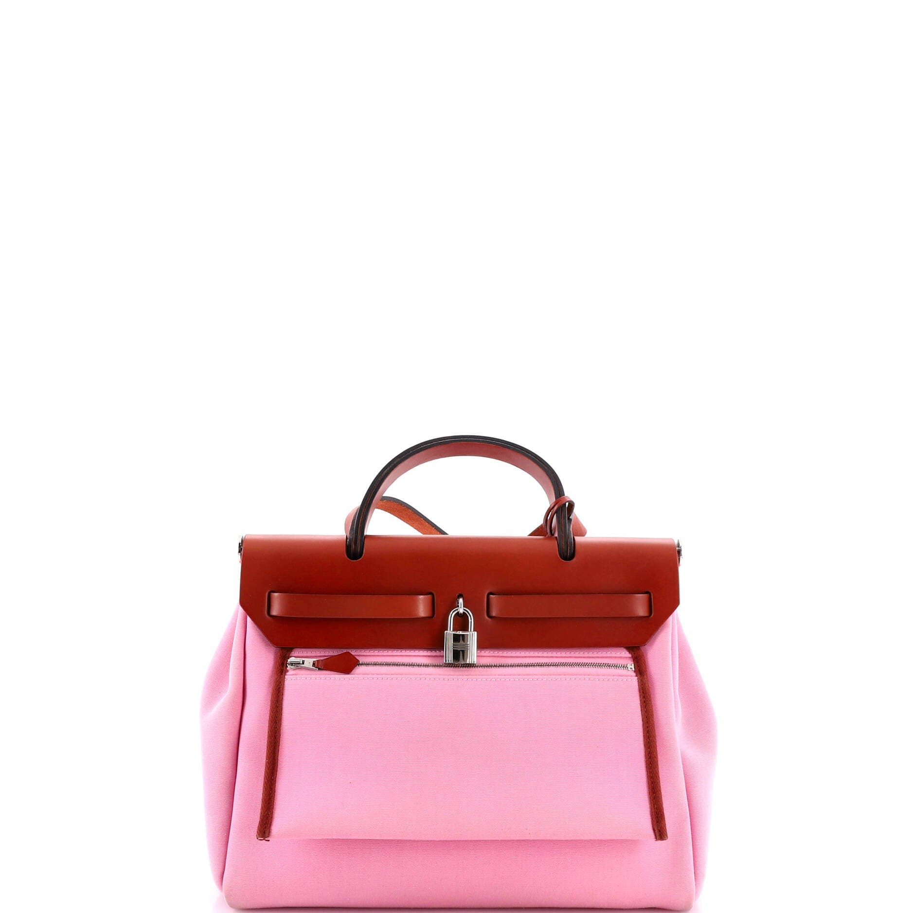 Pre-Owned Hermes Herbag Zip Leather and Toile 31, Alternate, color, Mauve Sylvestre