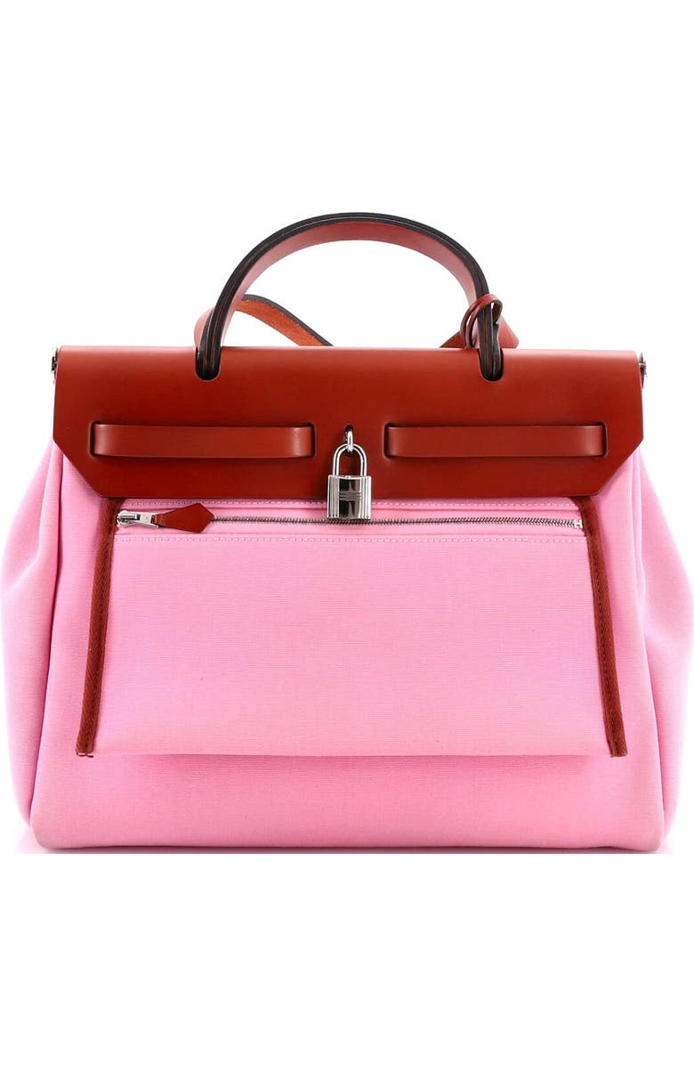 Pre-Owned Hermes Herbag Zip Leather and Toile 31, Alternate, color, Mauve Sylvestre