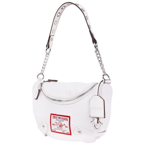 True Religion Chain Handle Denim Hobo In White