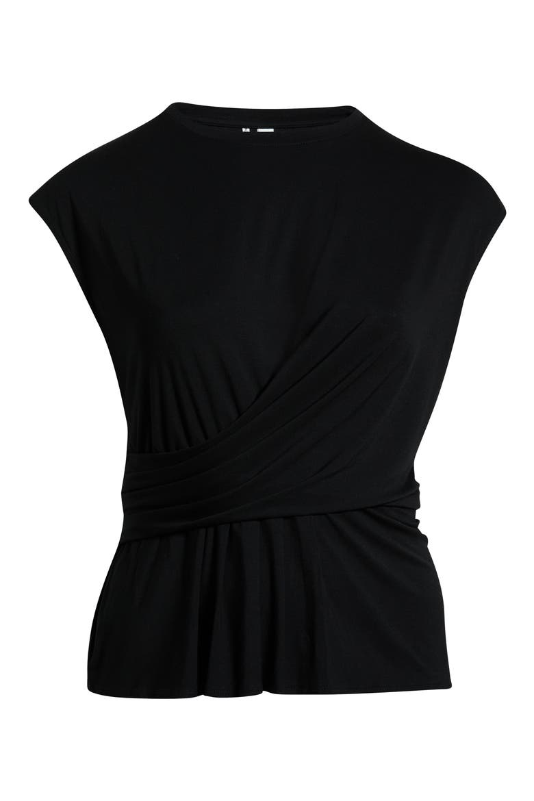 Cap Sleeve Drape Front Top, Alternate, color, BLACK