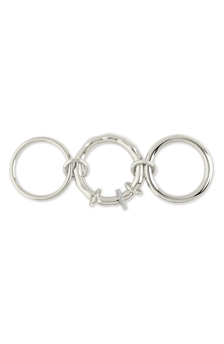 Sterling Forever Giovanna Cubic Zirconia Linked Ring, Alternate, color, Silver